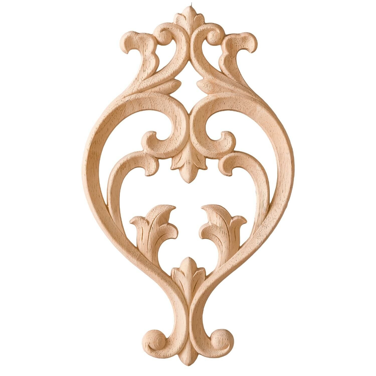 Aplik Orta Göbek Boyanabilir Ahşap Desenli İşlemeli Dekoratif Aksesuar 30x17x1  cm OGM02