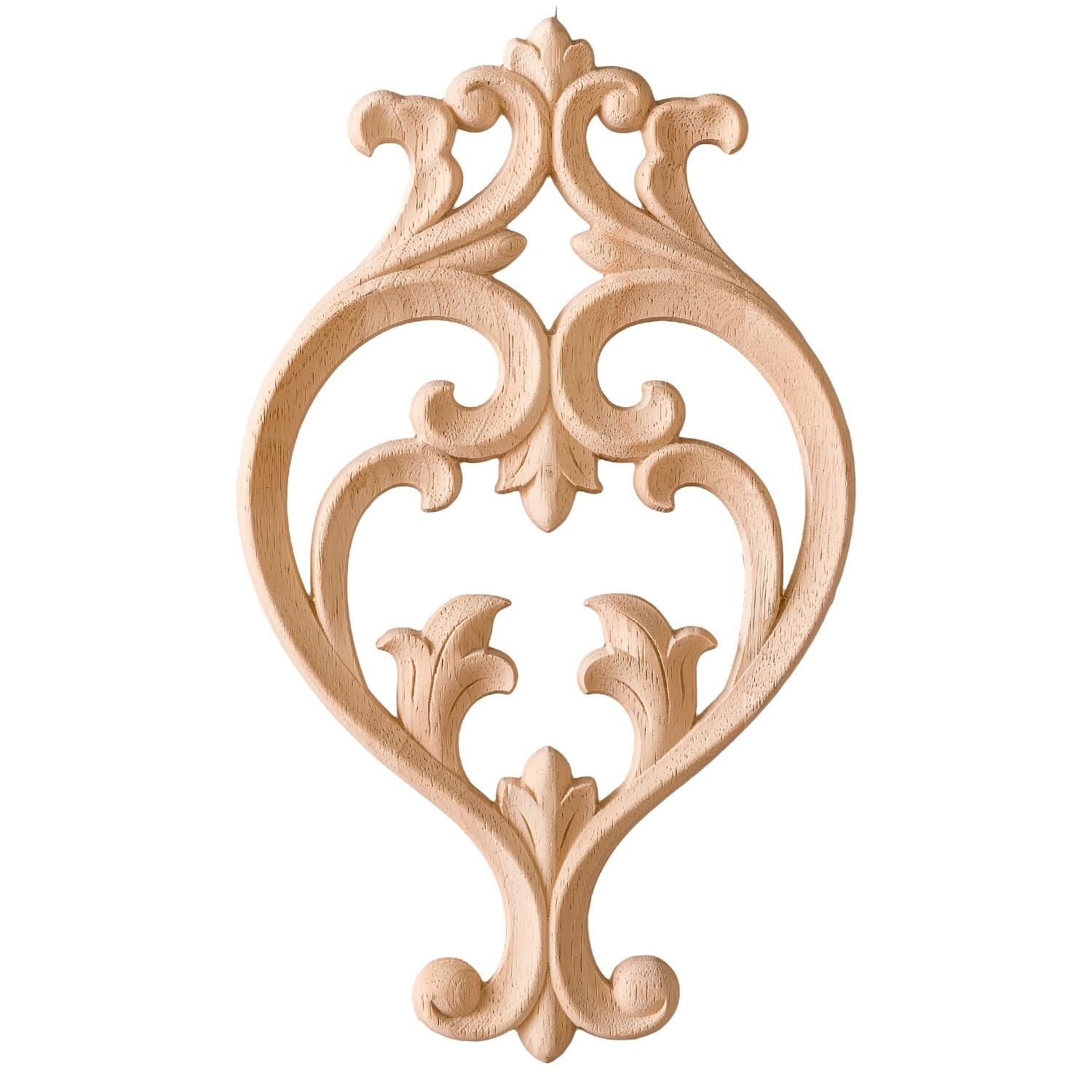 Aplik Orta Göbek Boyanabilir Ahşap Desenli İşlemeli Dekoratif Aksesuar 30x17x1  cm OGM02