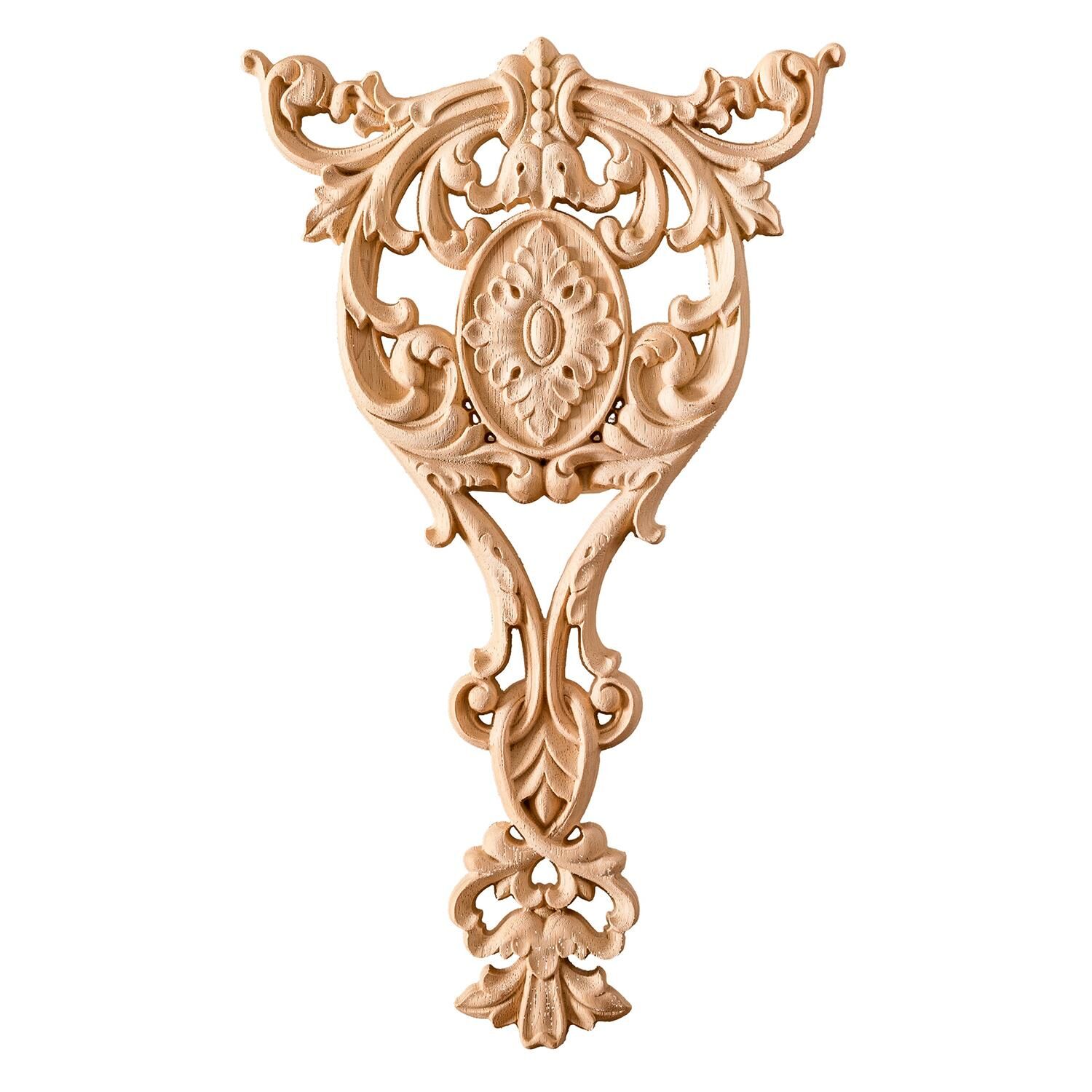 Aplik Orta Göbek Boyanabilir Ahşap Desenli İşlemeli Dekoratif Aksesuar 35x25x1,2  cm OGM04