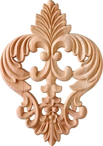 Aplik Orta Göbek Boyanabilir Ahşap Desenli İşlemeli Dekoratif Aksesuar 25x15x0,9  cm OGM05