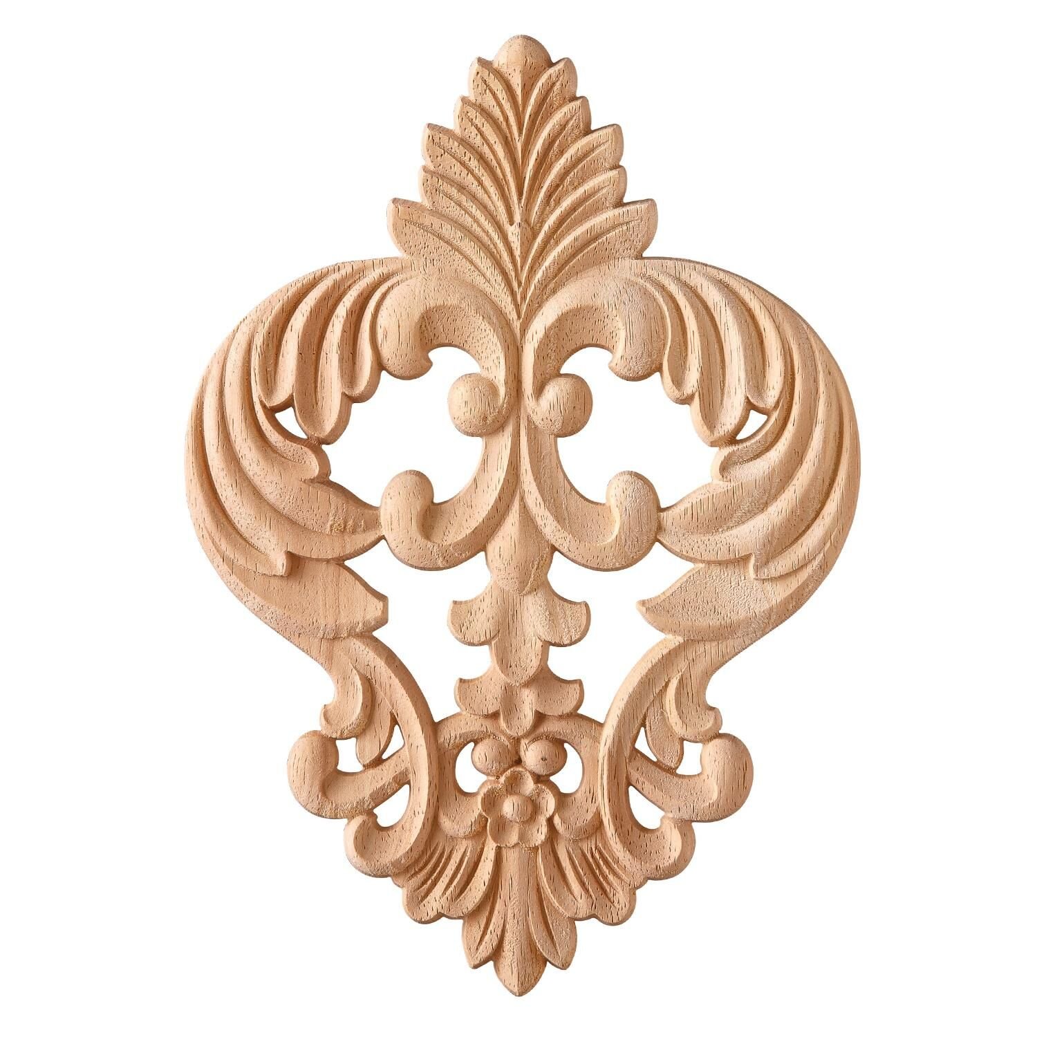 Aplik Orta Göbek Boyanabilir Ahşap Desenli İşlemeli Dekoratif Aksesuar 25x15x0,9  cm OGM05