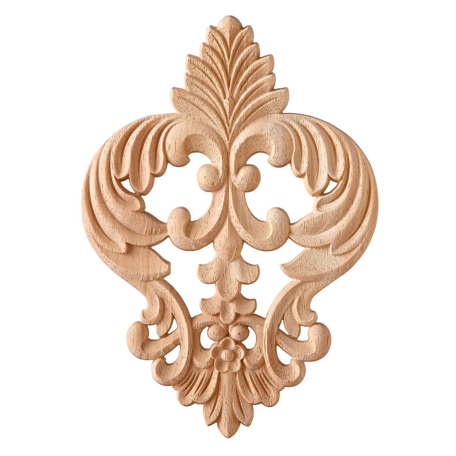 Aplik Orta Göbek Boyanabilir Ahşap Desenli İşlemeli Dekoratif Aksesuar 25x15x0,9  cm OGM05