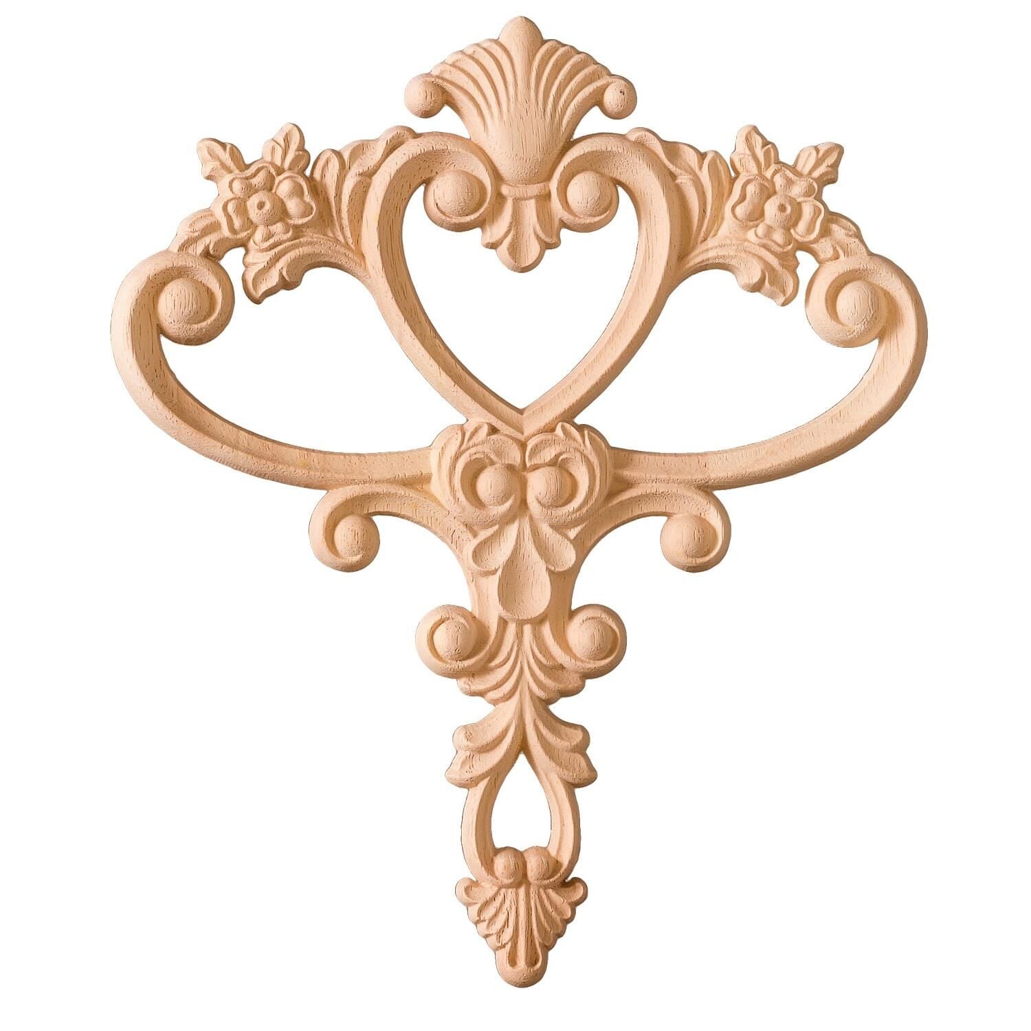 Aplik Orta Göbek Boyanabilir Ahşap Desenli İşlemeli Dekoratif Aksesuar 28x24x1  cm OGM07