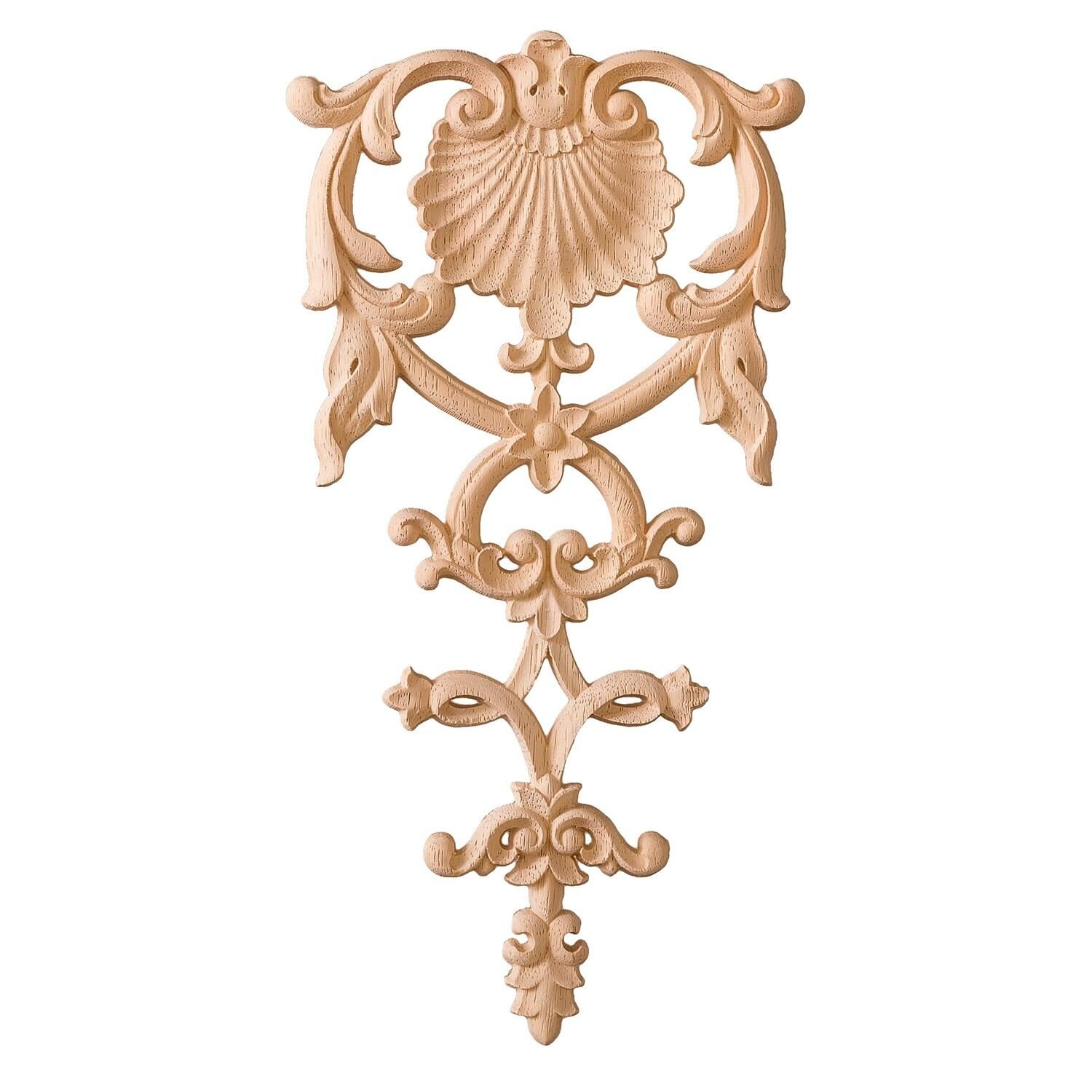 Aplik Orta Göbek Boyanabilir Ahşap Desenli İşlemeli Dekoratif Aksesuar 35x17x1  cm OGM09