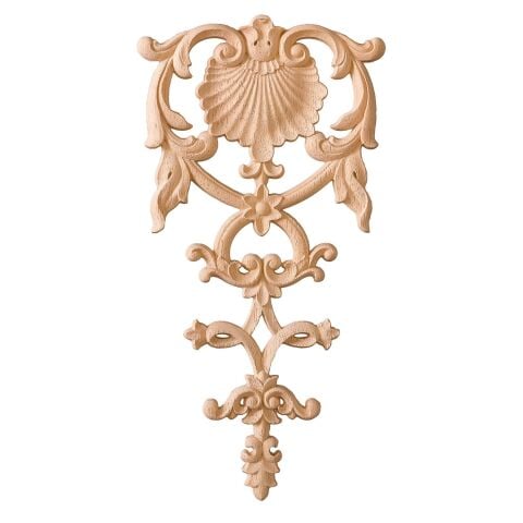 Aplik Orta Göbek Boyanabilir Ahşap Desenli İşlemeli Dekoratif Aksesuar 35x17x1  cm OGM09