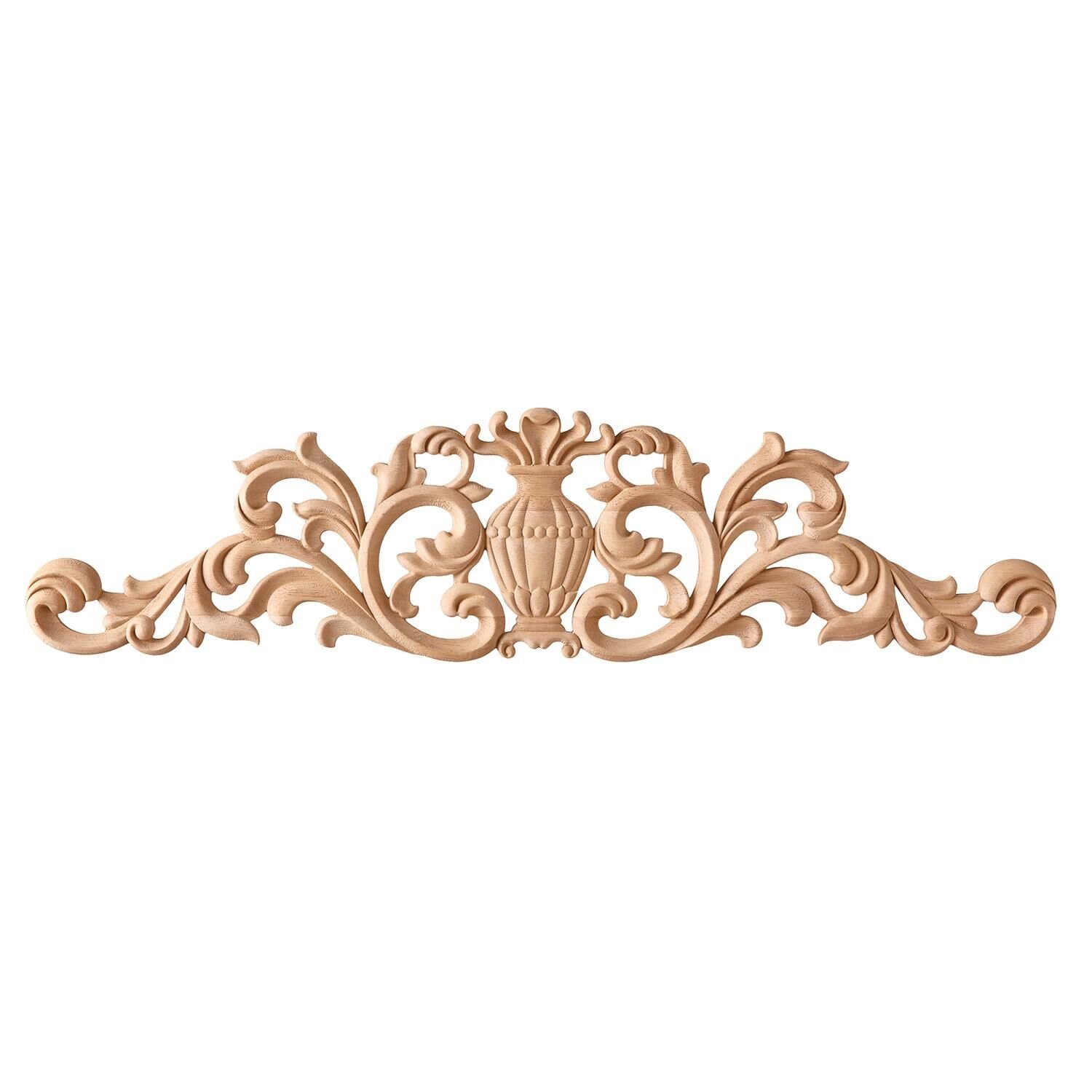 Taç Motif Aplik Oymalı Ahşap Boyanabilir Dekoratif Aksesuar 58x14x1,2  cm TAM12