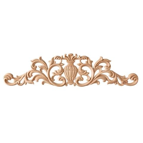 Taç Motif Aplik Oymalı Ahşap Boyanabilir Dekoratif Aksesuar 58x14x1,2  cm TAM12