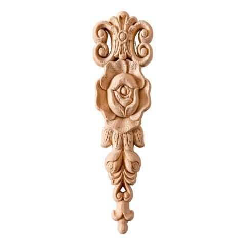 Aplik Orta Göbek Boyanabilir Ahşap Desenli İşlemeli Dekoratif Aksesuar 19x5x1,2  cm OGM10