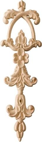 Aplik Orta Göbek Boyanabilir Ahşap Desenli İşlemeli Dekoratif Aksesuar 20x6x1  cm OGM11