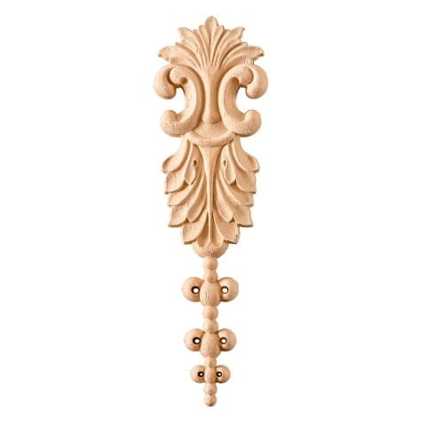 Aplik Orta Göbek Boyanabilir Ahşap Desenli İşlemeli Dekoratif Aksesuar 17x5x0,8  cm OGM12