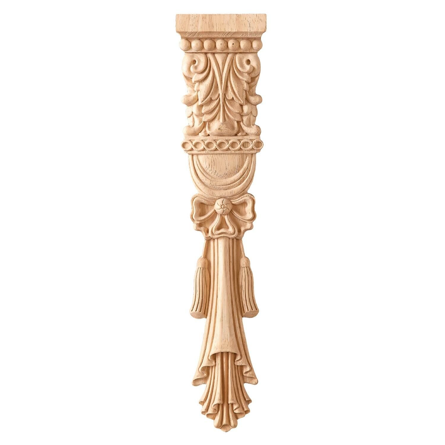 Aplik Orta Göbek Boyanabilir Ahşap Desenli İşlemeli Dekoratif Aksesuar 25x5x1,4  cm OGM15